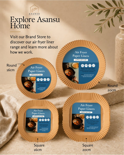 Asansu Home Round Air Fryer Paper Liners – 16 cm